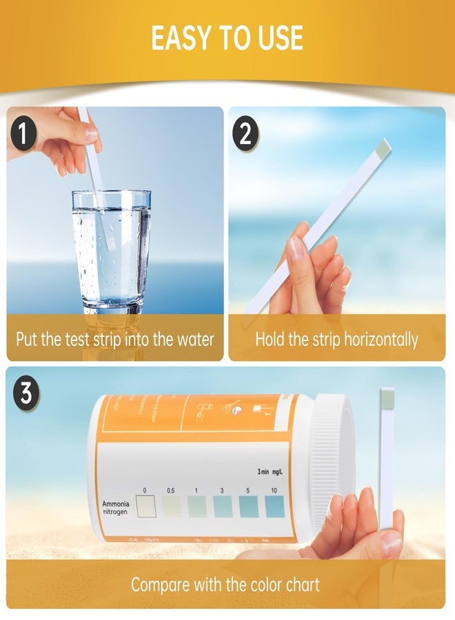 AAwipes Ammonia Test Strips for Fish Tank Aquarium Test Strips Aquarium Water Test Kit Freshwater Fish Tank (50) - Image 5